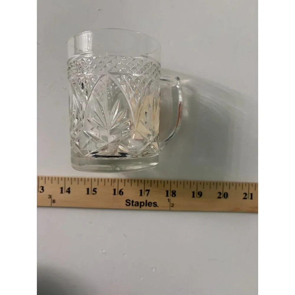 vtg clear glass mini beer mug shot glass with diamond cut pattern